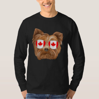 T-shirt Chien Yorkshire Terrier Drapeau Canadien Canada Po