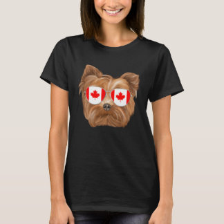 T-shirt Chien Yorkshire Terrier Drapeau Canadien Canada Po