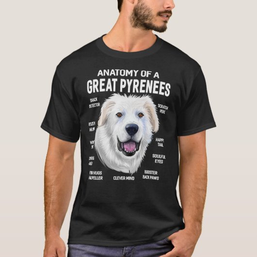 T-shirt Chiens 365 Anatomie d'un chien des Pyrénées Chien  (Devant)