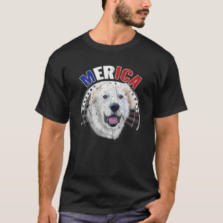 T-shirt Chiens 365 Merica Great Pyrenees Chien Drapeau amé