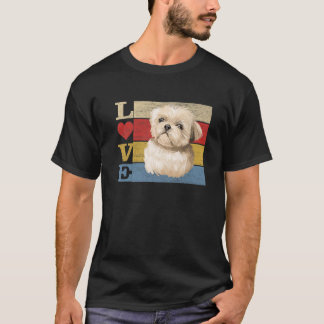 T-shirt Chiens 365 Retro Love Shih Tzu Chien Cadeau Vintag