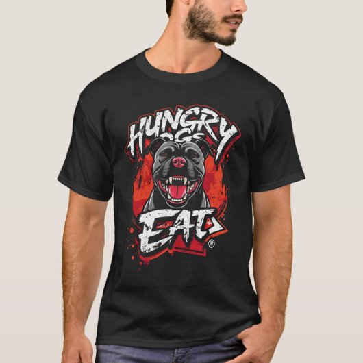 T-shirt Chiens affamés mangent (Devant)