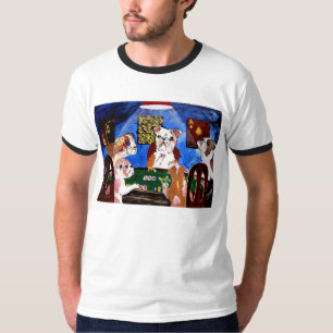 T-SHIRT CHIENS ANGLAIS DE BULL DE BOULEDOGUES JOUANT AU