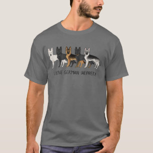 T-shirt Chiens berger allemands mignons J'aime Bergers all