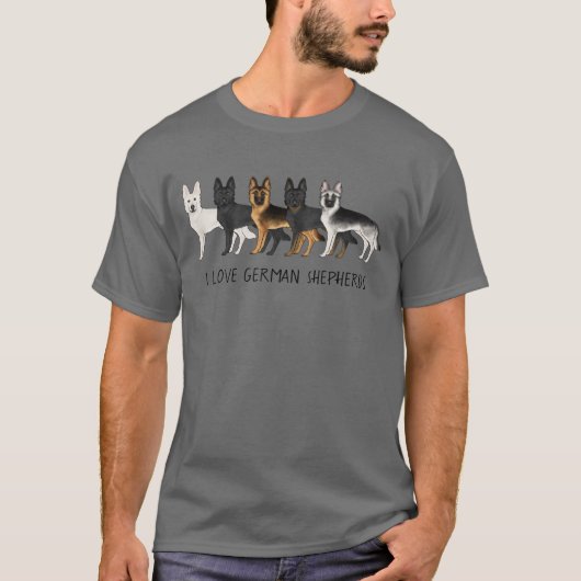 T-shirt Chiens berger allemands mignons J'aime Bergers all (Devant)