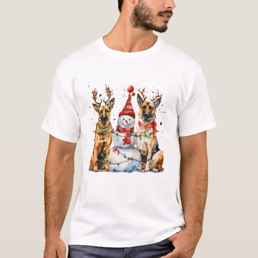 T-shirt Chiens bergers allemands de Noël (Devant)
