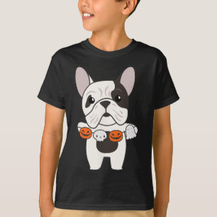 T-shirt Chiens Citrouilles d'Halloween heureux de Bulldog