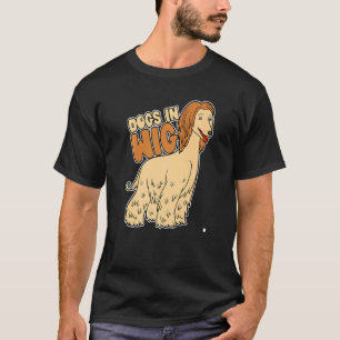 T-shirt Chiens Dans La Perruque De Perruque Faux Cheveux
