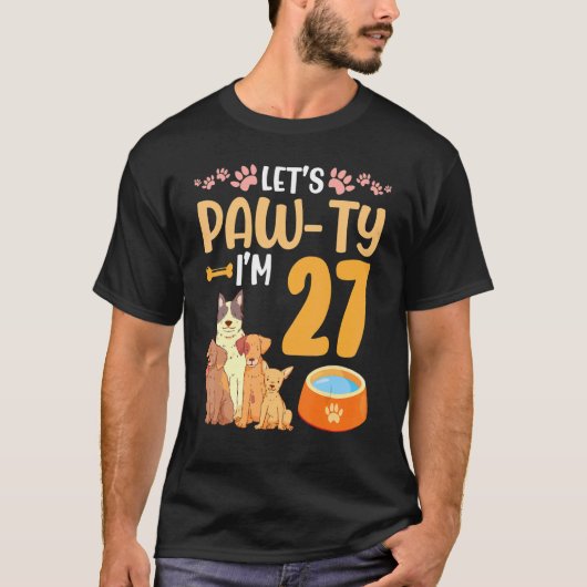 T-shirt Chiens Dansez ensemble Mon anniversaire Pawty J'ai (Devant)