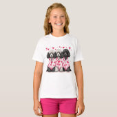T-shirt Chiens de caniche de la Saint-Valentin (Devant entier)