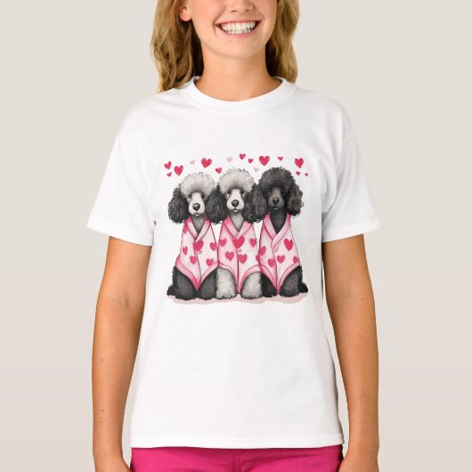 T-shirt Chiens de caniche de la Saint-Valentin (Devant)