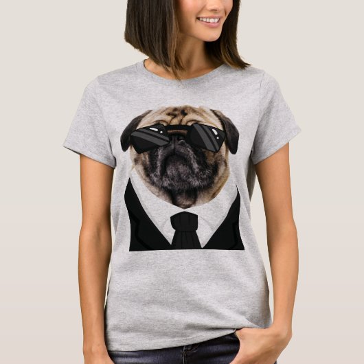 T-shirt Chiens de Carlin amusants en noir (Devant)