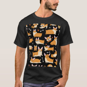 T-shirt Chiens De Corgi, Arrière - plan Sans Seamless.