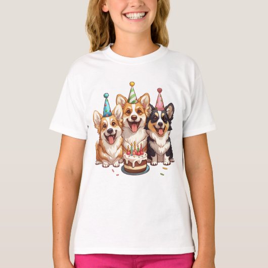 T-shirt Chiens de Corgi d'anniversaire (Devant)