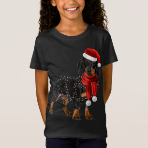 T-Shirt chiens de dachshund avec arbre lumières de noël xm