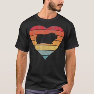 T-shirt Chiens de Guinée Coeur Vintage Retro Sunset Pet Ro