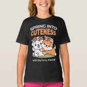 T-shirt Chiens de jeu avec Flower Crowns - Fun Spring Them (Devant)