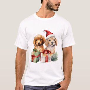 T-shirt Chiens De Noël Avec Cadeaux