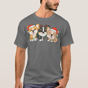 T-shirt Chiens de Noël de Corgi Animaux de Noël Chiens mig