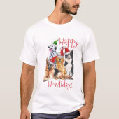 T-shirt Chiens de Noël en casquette Happy Howlidays (Devant)