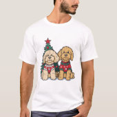 T-shirt Chiens de Noël Goldendoodle (Devant)