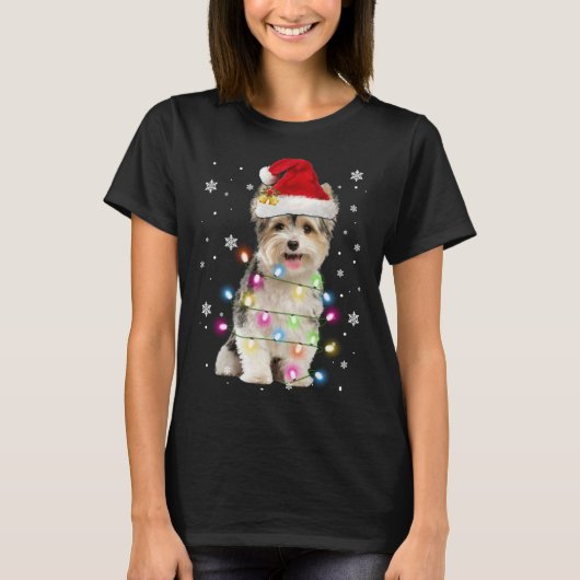T-shirt Chiens de Yorkie Arbre Chandail de Noël Xmas Anima (Devant)
