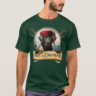T-shirt Chiens Des Caraïbes - Joli Black Labrador Pirate