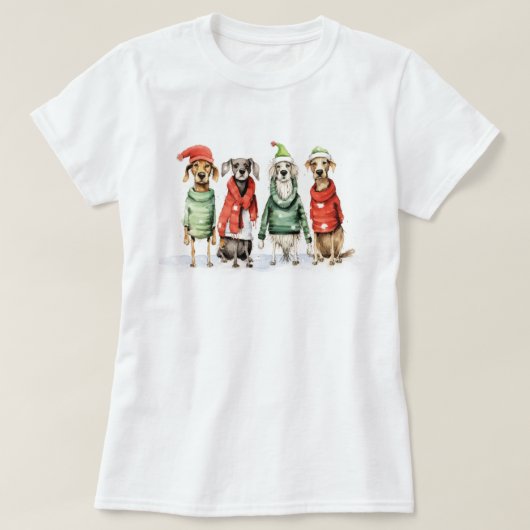 T-shirt Chiens d'hiver mignons Sweater Furry & Bright Chri (Design devant)