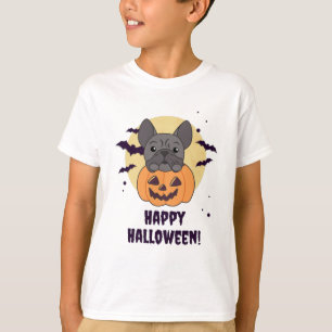 T-shirt Chiens doux Citrouilles français de Bulldog Joyeux