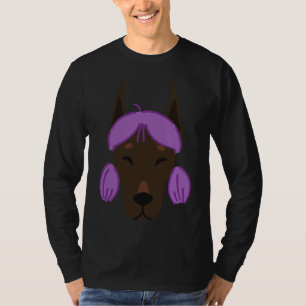 T-shirt Chiens En Chiens Drôle Drôle Purple Doberman