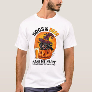 T-shirt Chiens Et Bière Me Rendre Heureux Halloween Dachsh