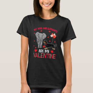 T-shirt Chiens Et Eléphants Sont Mon Dachshund Valentin Av