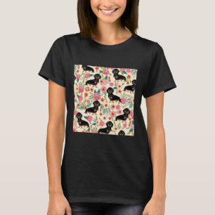T-shirt Chiens Et Fleurs Dachshund