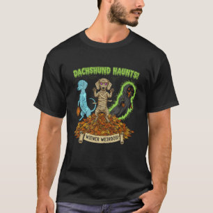 T-shirt Chiens fantômes de Dachshund Halloween Automne Feu