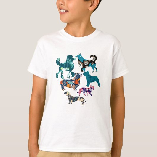 T-shirt Chiens floraux (Devant)