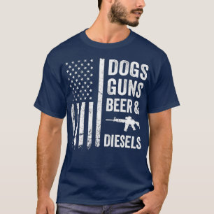 T-shirt CHIENS GUNS BIÈRE DIESELS Camion diesel Mécaniqu
