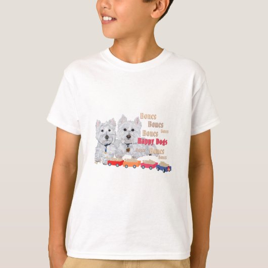 T-shirt Chiens heureux avec des os (Devant)