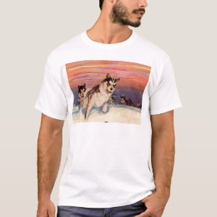 T-shirt Chiens husky sibériens des années 1940 faisant leu