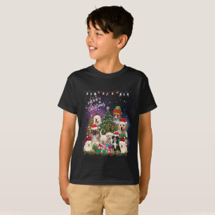 T-shirt Chiens Joyeux Noël Lumière