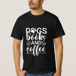 T-shirt chiens, livres et café