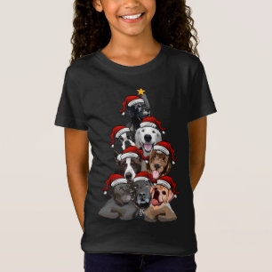 T-Shirt Chiens mignons à Santa Hats Arbre de Noël avec Sta