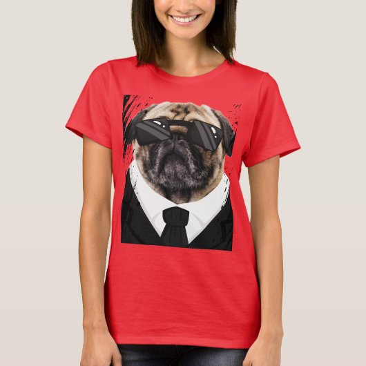 T-shirt Chiens mignons Carlins en noir (Devant)