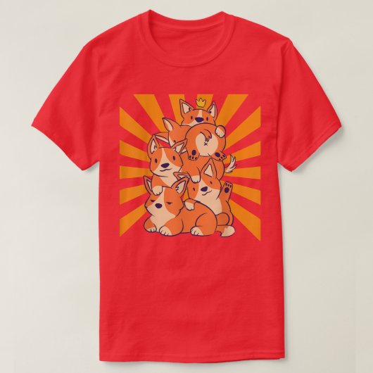 T-shirt Chiens mignons Corgi empilés (Design devant)