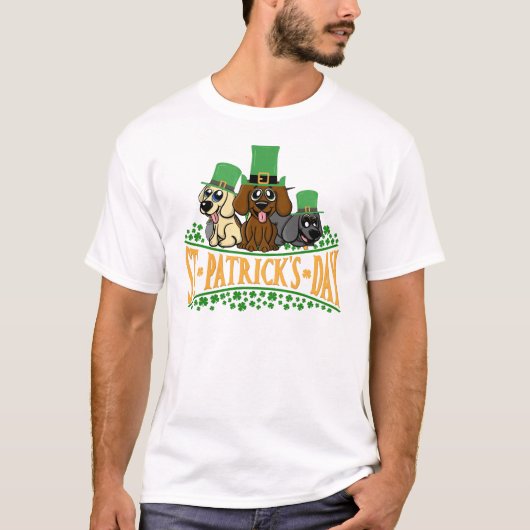 T-shirt Chiens mignons de la Saint-Patrick Chapeau de Lepr (Devant)