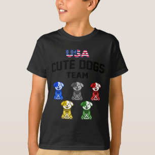 T-shirt Chiens Mignons Drôles Équipe De Chiots Usa