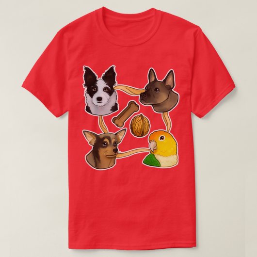T-shirt Chiens mignons et caïques (Design devant)