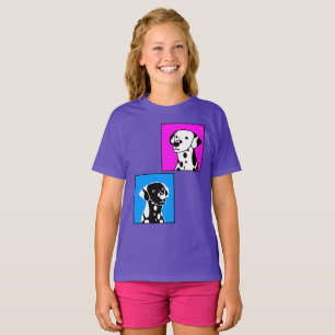 T-SHIRT CHIENS NOIRS ET BLANCS CUTTÉS DESSINANT LES EMPREI