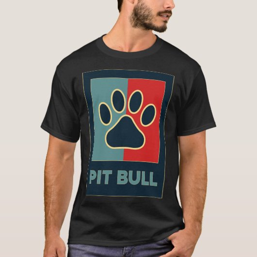 T-shirt Chiens Pitbull Cool Retro Pit Bull Chien Lover Paw (Devant)