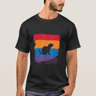 T-shirt Chiens Praire Silhouette Ombre Avec Drapeau Coloré