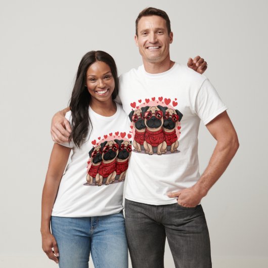 T-shirt Chiens Pug de la Saint-Valentin (Unisexe)